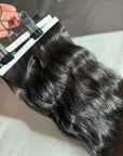 Natural Black Wavy DIY Hair Extensions Home Kit