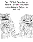 Beige/Brown Wavy Highlights DIY Hair Extensions Home Kit