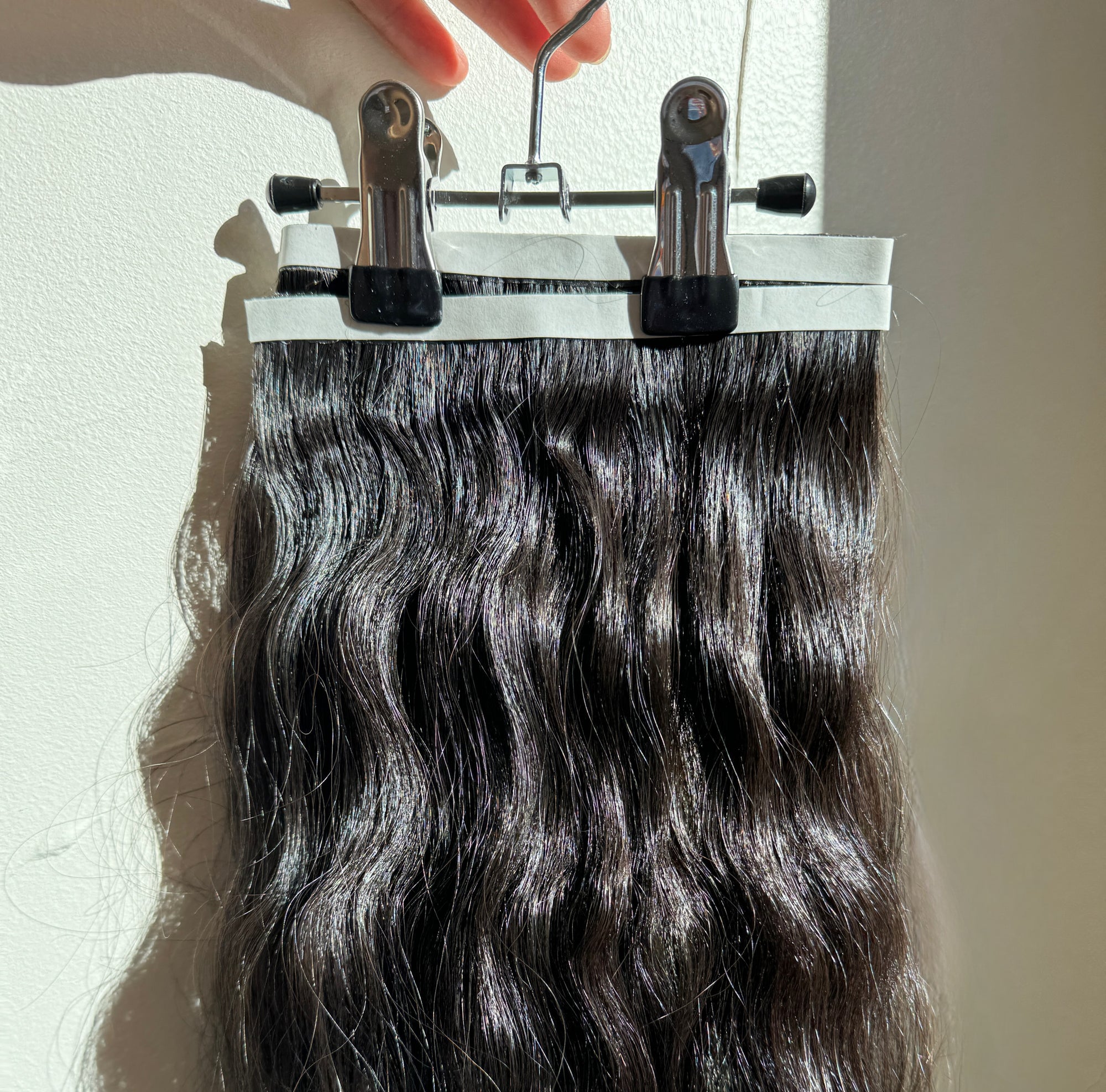 Natural Black Wavy DIY Hair Extensions Home Kit