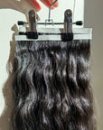 Natural Black Wavy DIY Hair Extensions Home Kit