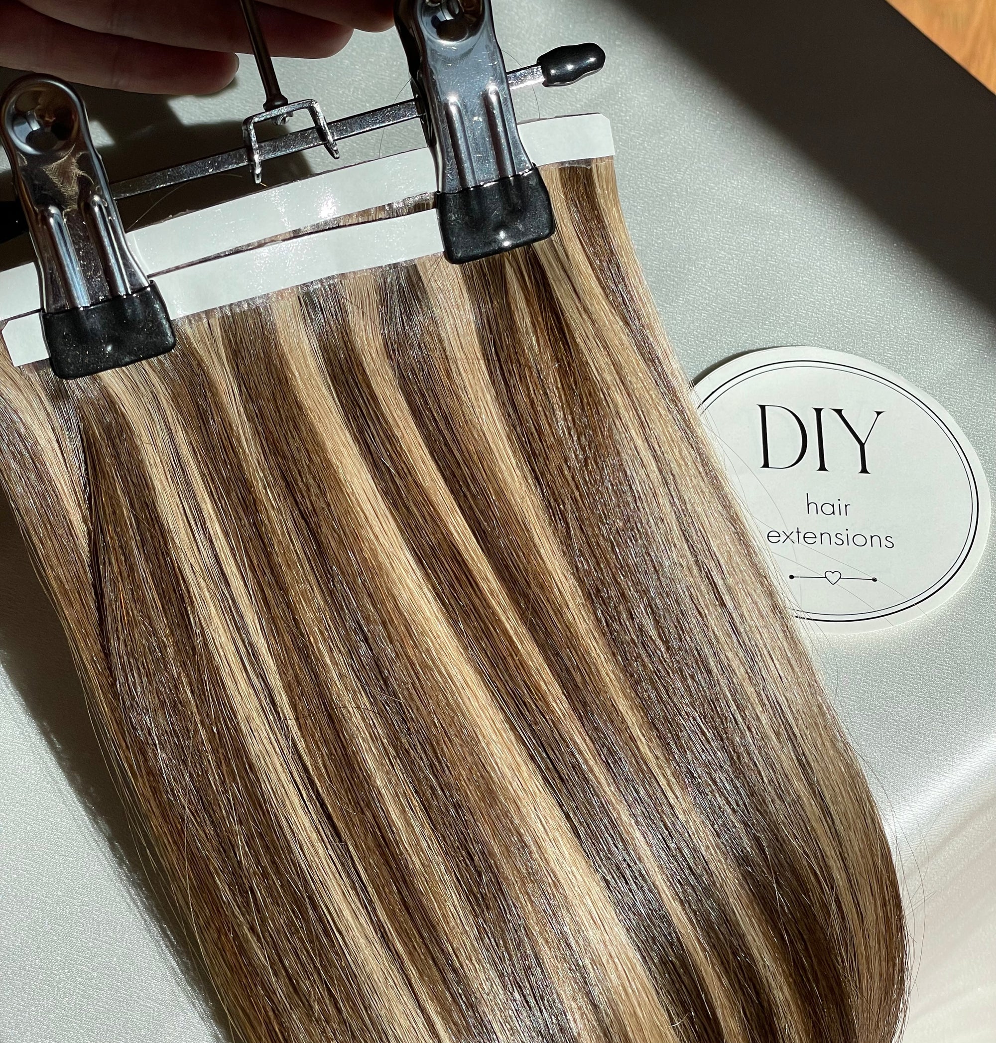 Beige/Brown Straight Highlights DIY Hair Extensions Home Kit