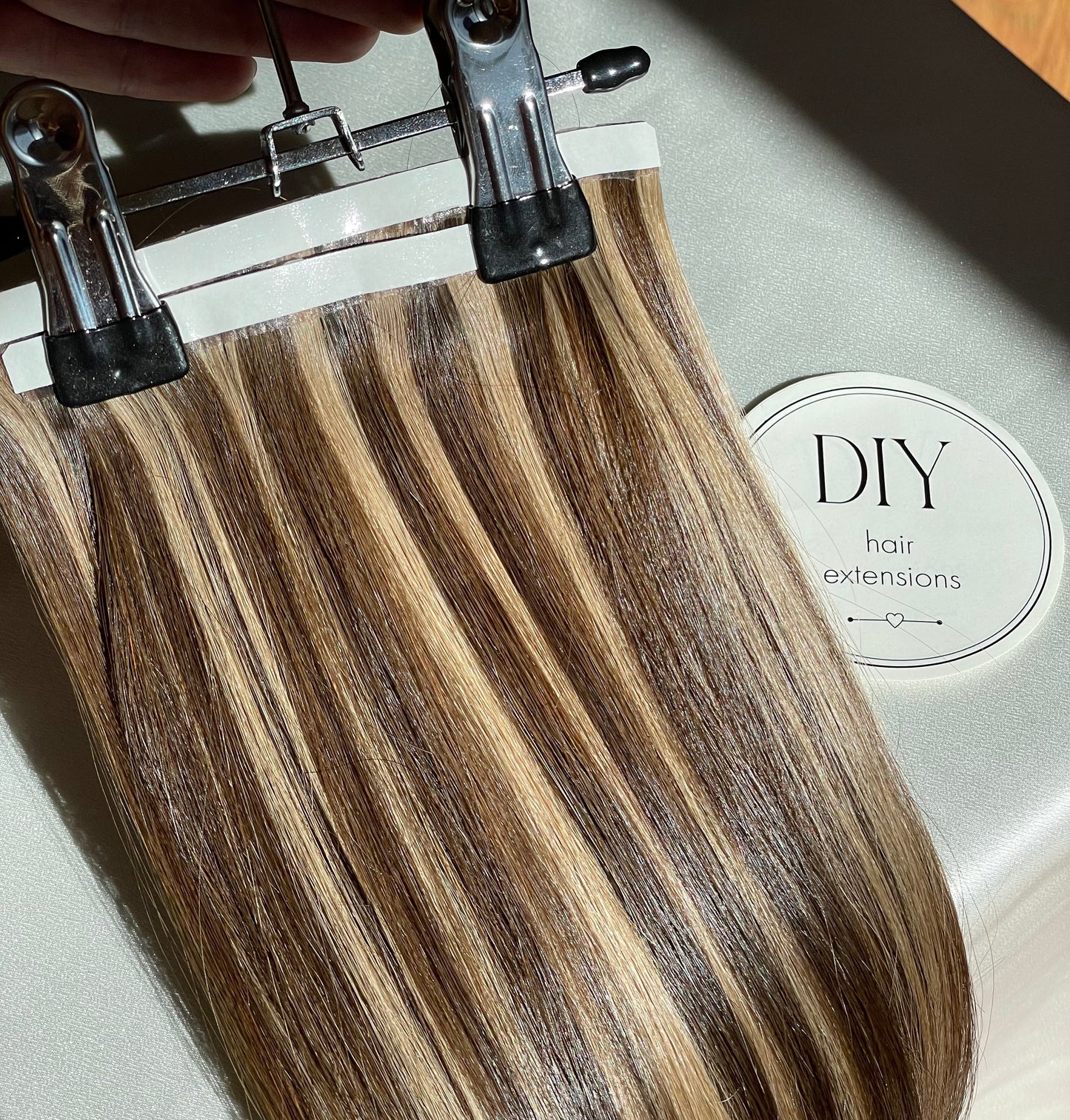 Beige/Brown Highlights  DIY Hair Extensions Home Kit