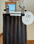 Black/Brown Highlights straight DIY Hair Extensions Home Kit