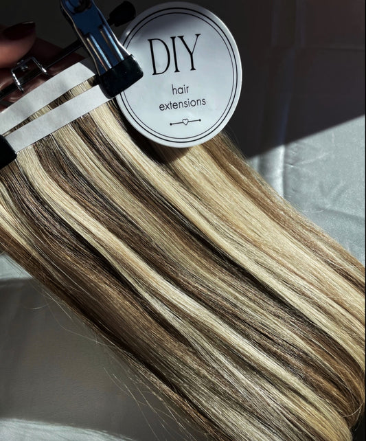 Blonde/Brown Highlights DIY Hair Extensions Home Kit
