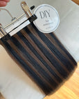 Black/Brown Highlights straight DIY Hair Extensions Home Kit