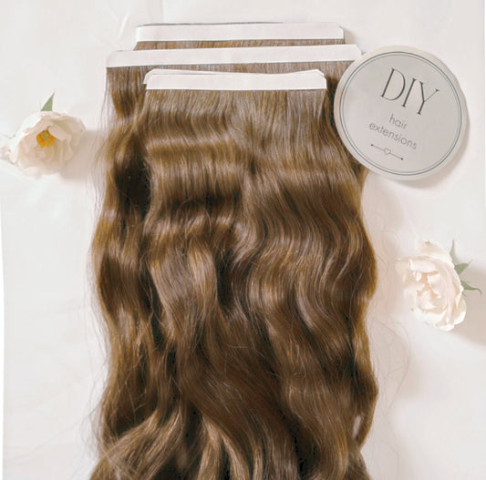 20” Light Brown Natural Wave DIY Hair Extensions Home Kit
