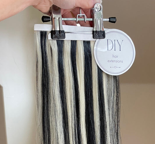 Blonde/Black Highlights DIY Hair Extensions Home Kit