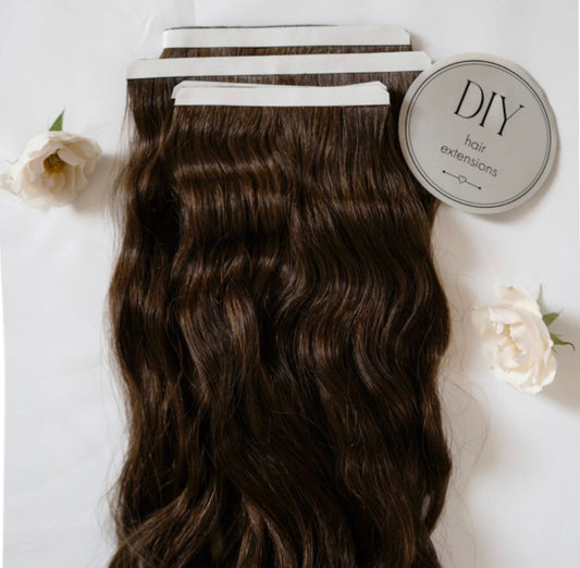 Dark Brown #2 Natural Wave DIY Hair Extensions Home Kit